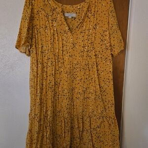 LOFT Women's Yellow Floral Dress